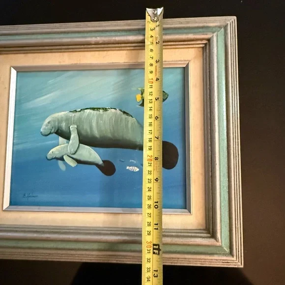 E. Halioig Sealife original Painting 12.5x15.5 Framed Signed